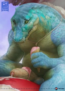 Anhes, Anthro, Furry, Alligator, Uncircumcised, Foreskin, Gay, Muscle, Sexy, Illustration, Art, Cartoon